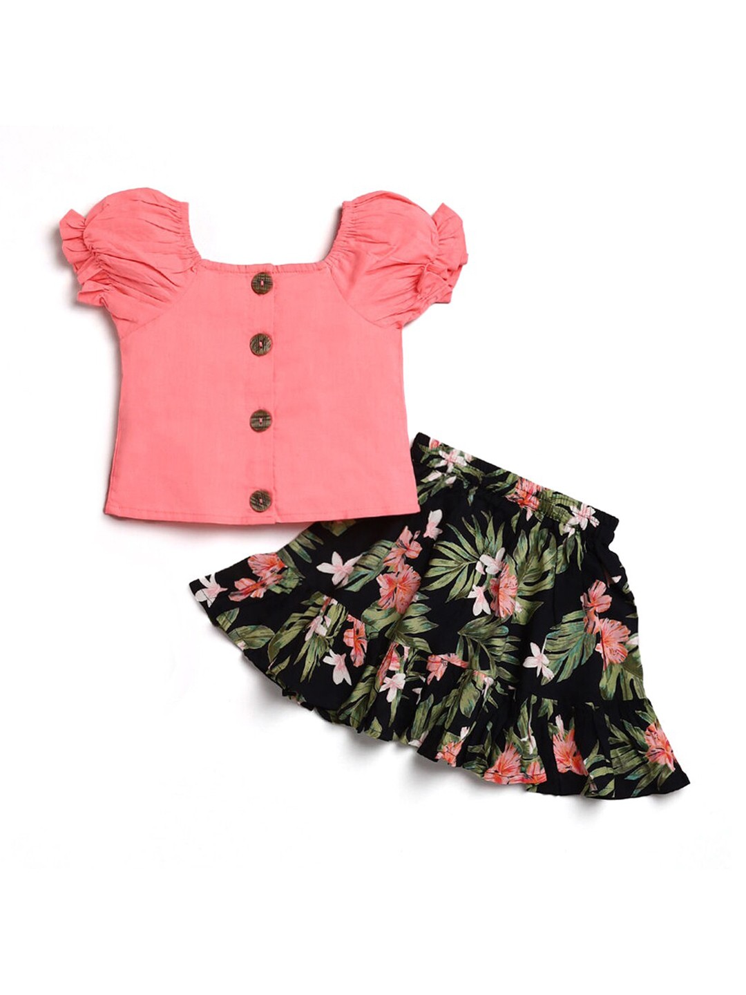 

Hopscotch Girls Peach-Coloured Top with Skirt