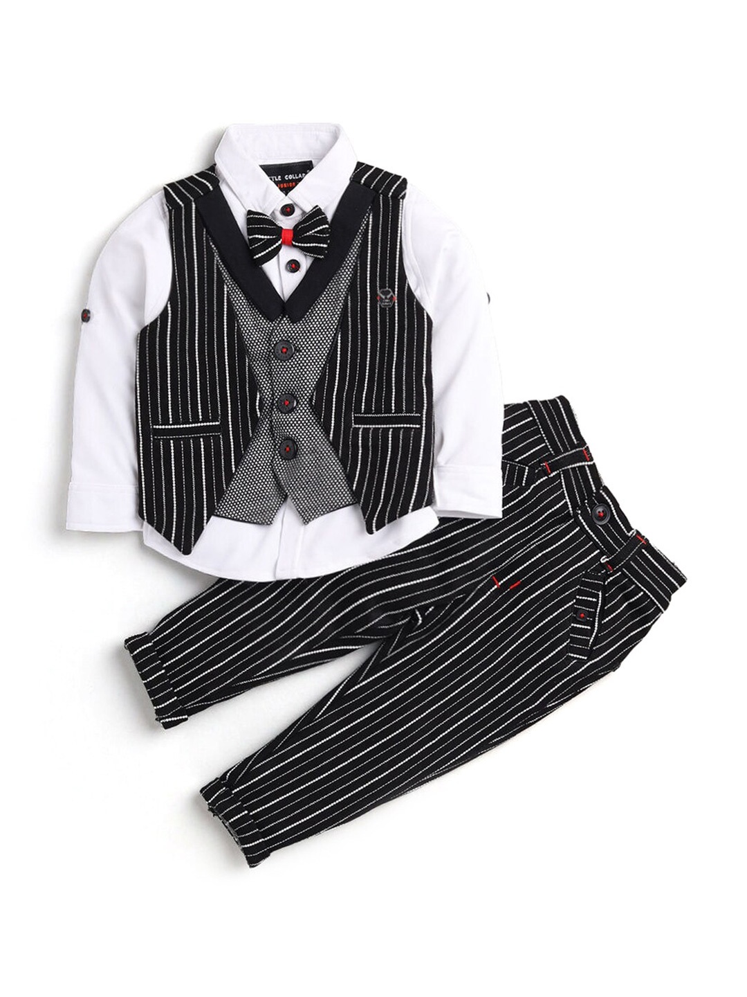 

Hopscotch Boys Black & White Striped Shirt with Trousers