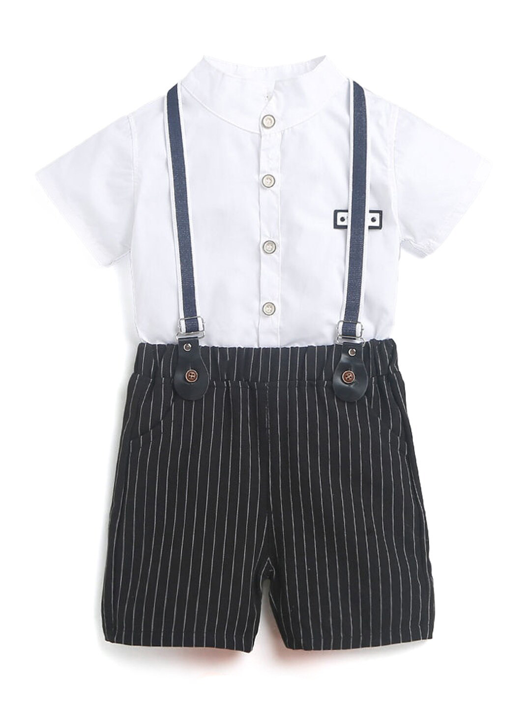 

Hopscotch Boys Black & White Pure Cotton Shirt with Shorts