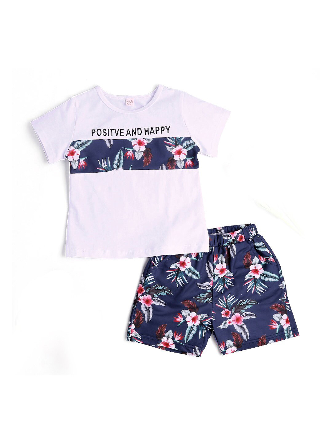 

Hopscotch Boys Blue & White Printed Pure Cotton Top with Shorts