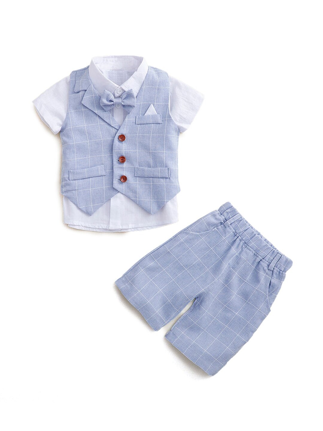 

Hopscotch Boys Blue & White Checked Shirt with Shorts