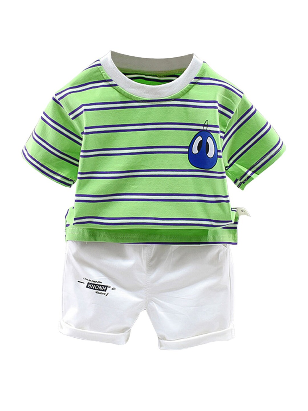 

Hopscotch Boys Green Striped T-shirt with Shorts