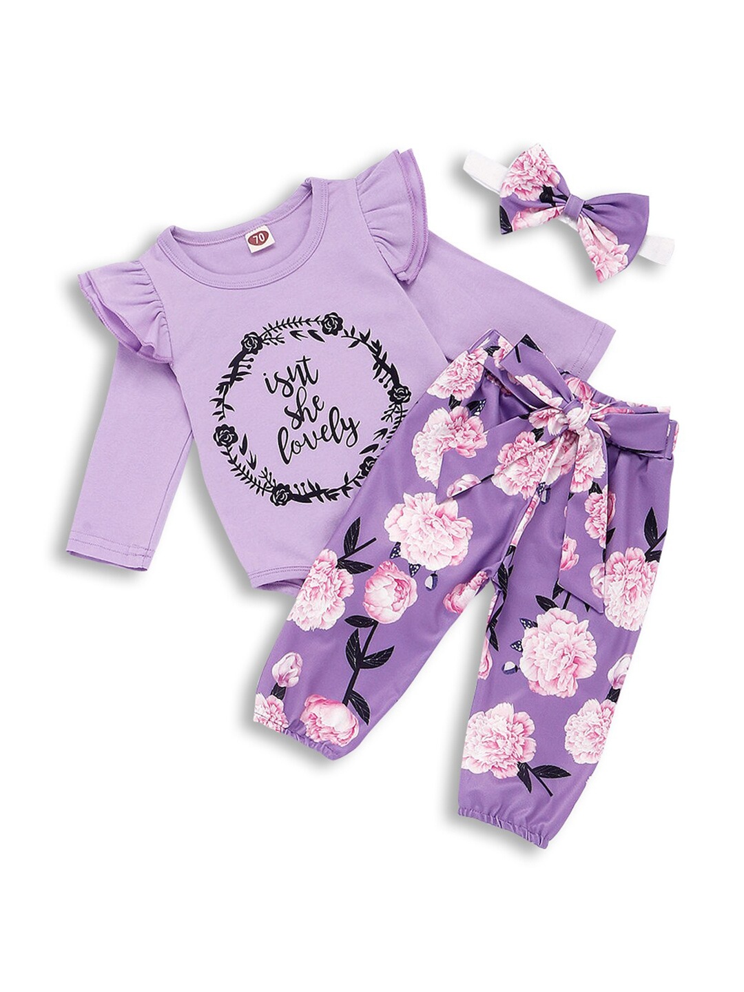 

Hopscotch Girls Purple Printed Top with Trousers
