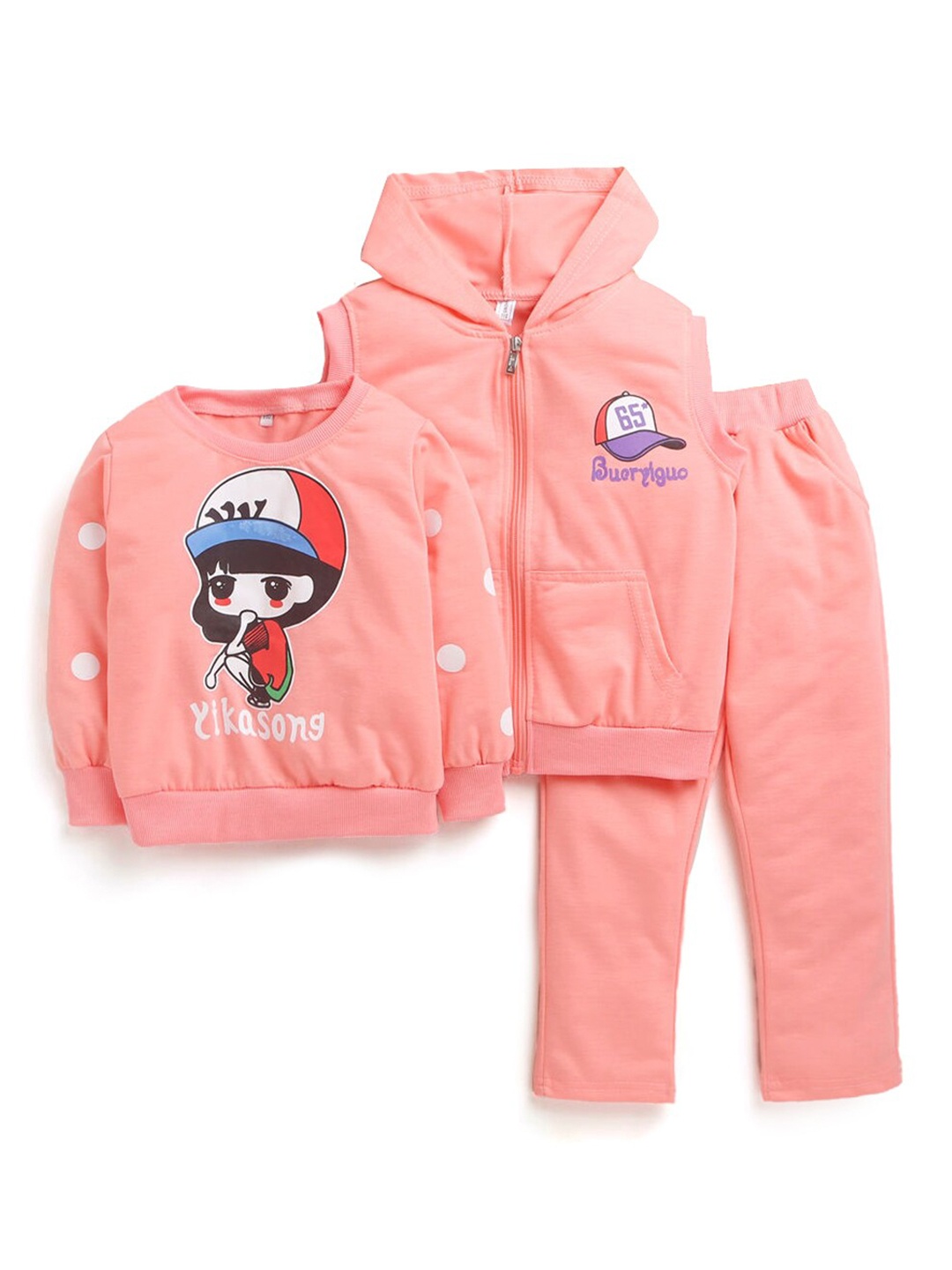 

Hopscotch Girls Pink Printed Top with Trousers