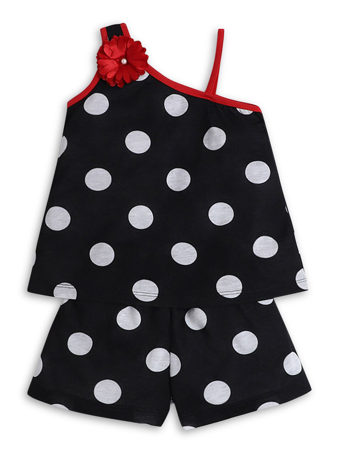 

Hopscotch Girls Black & White Printed Top with Shorts