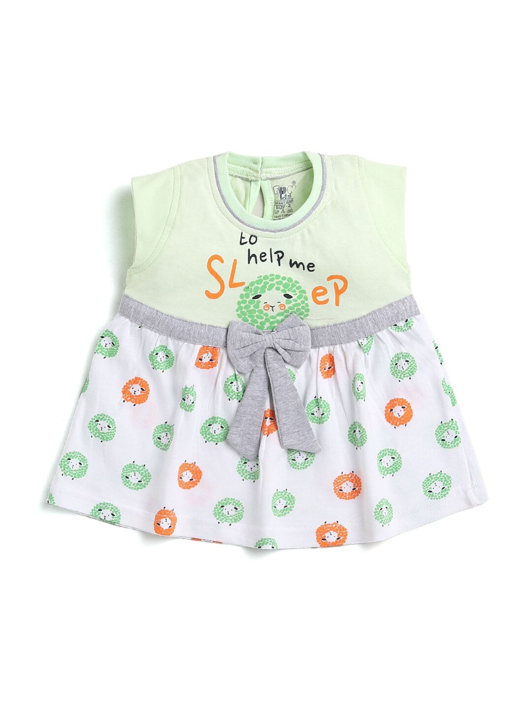 

Hopscotch Girls Green & White Printed Pure Cotton Top with Shorts