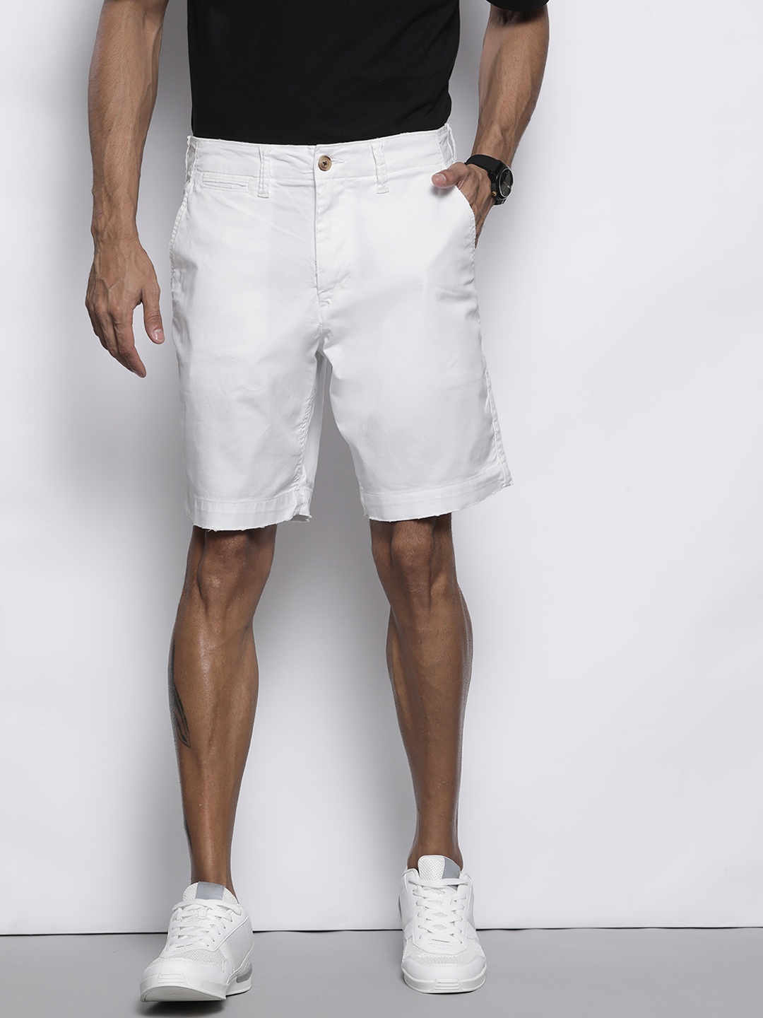 

AMERICAN EAGLE OUTFITTERS Men White Classic Fit Denim Shorts