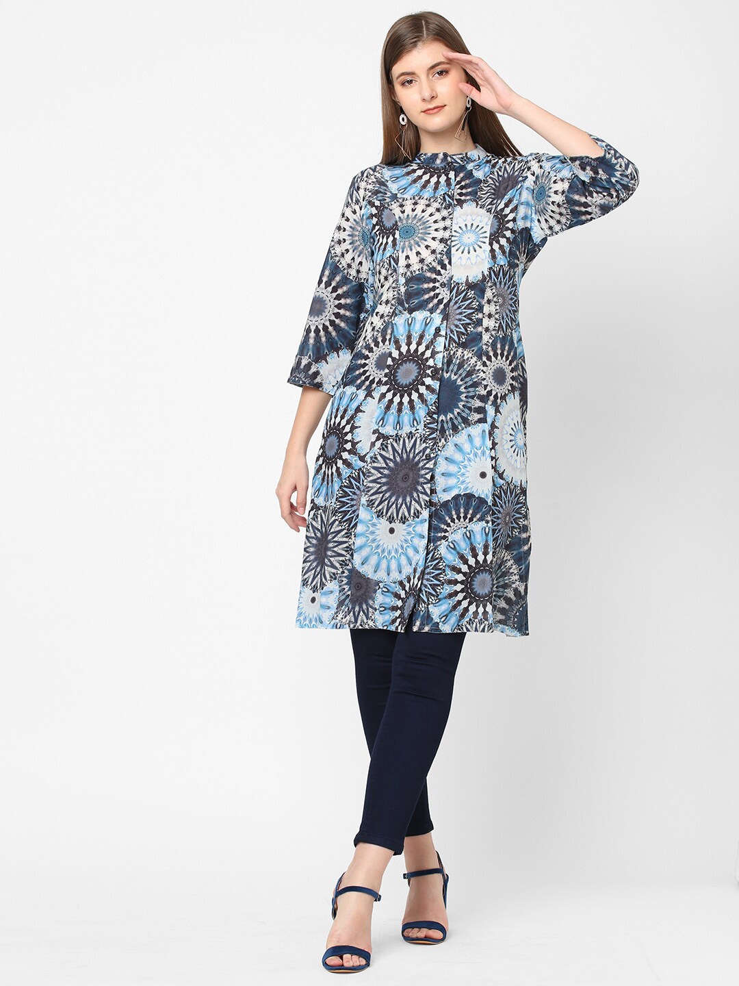 

Cloth Haus India Blue Ethnic Motifs Printed Modal Kurti