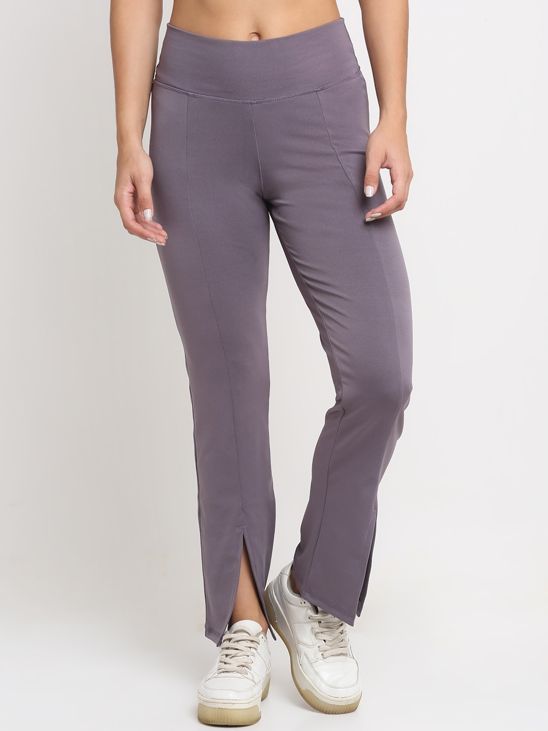 

EVERDION Women Lavender Relaxed Straight Leg Flared High-Rise Non Iron Trousers