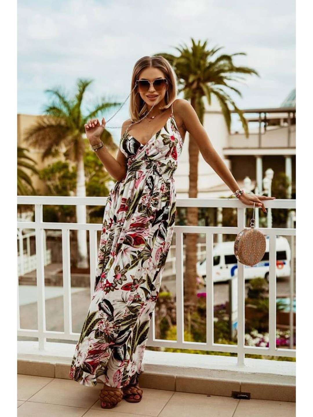 

BoStreet Women White Floral Maxi Dress