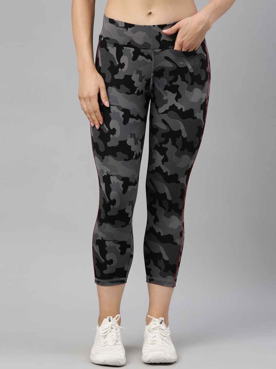 

GOLDSTROMS Women Charcoal & Black Printed Flexi Fit Tights
