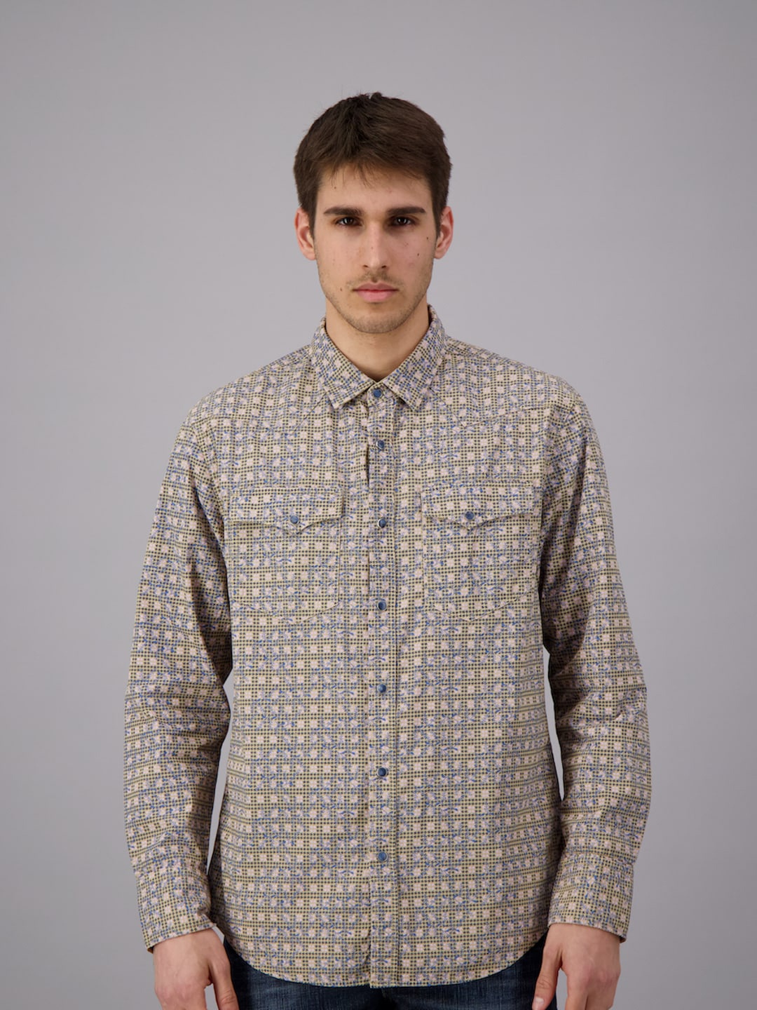 

FREESOUL Men Beige Printed Casual Shirt