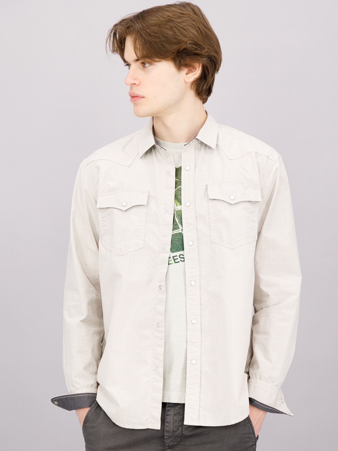 

FREESOUL Men Beige Casual Shirt