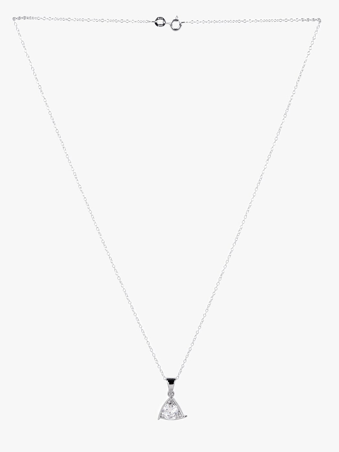 

March by FableStreet 925 Sterling Silver Rhodium-Plated Traingular Zircon Necklace