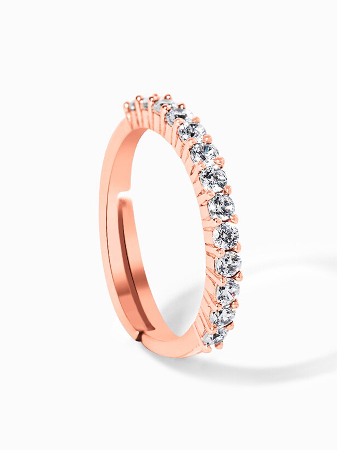 

March by FableStreet 925 Sterling Silver Rose Gold-Toned Half Eternity Ring