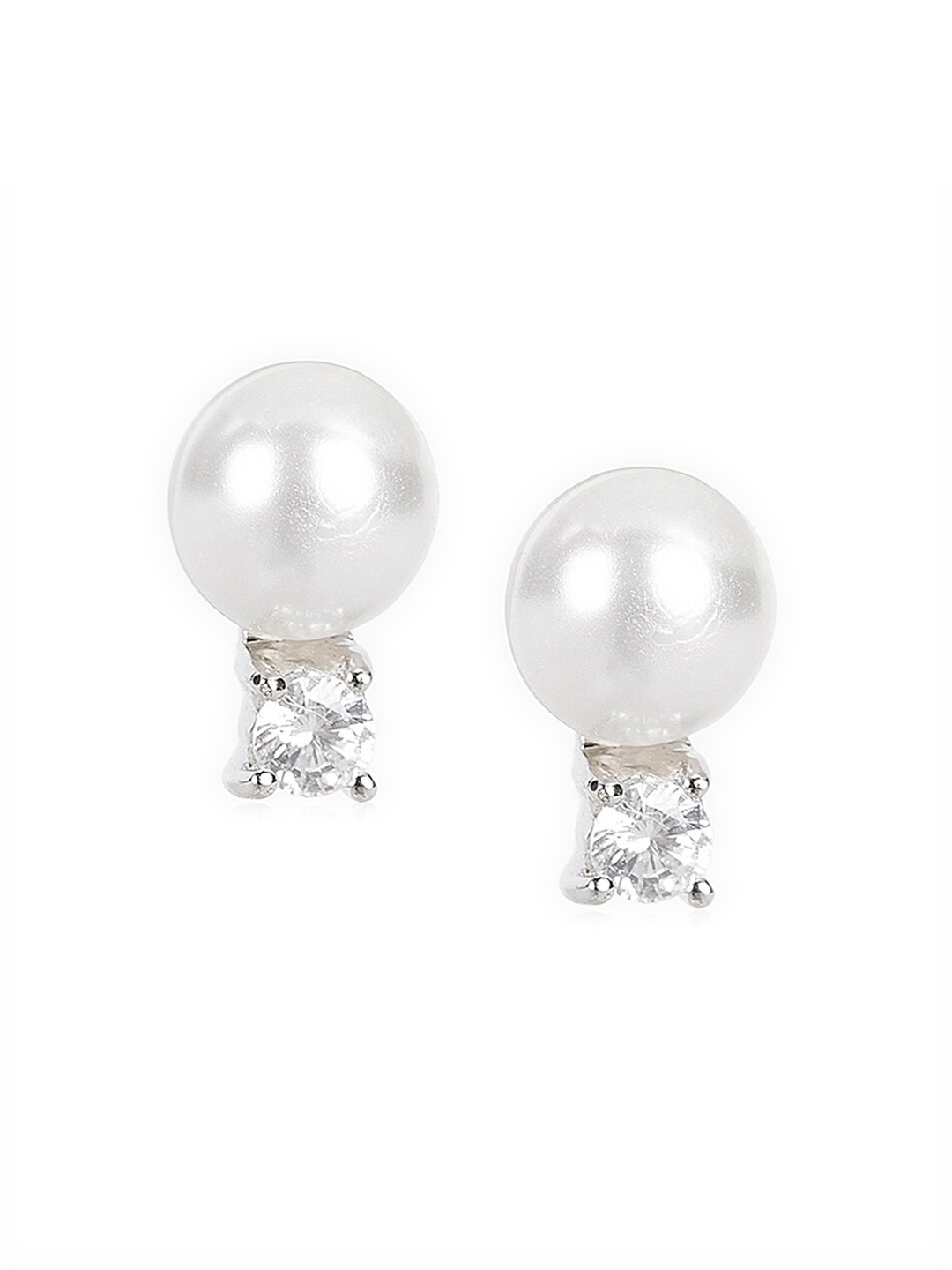 

March by FableStreet 925 Sterling Silver Zircon & Pearl Stud Earrings