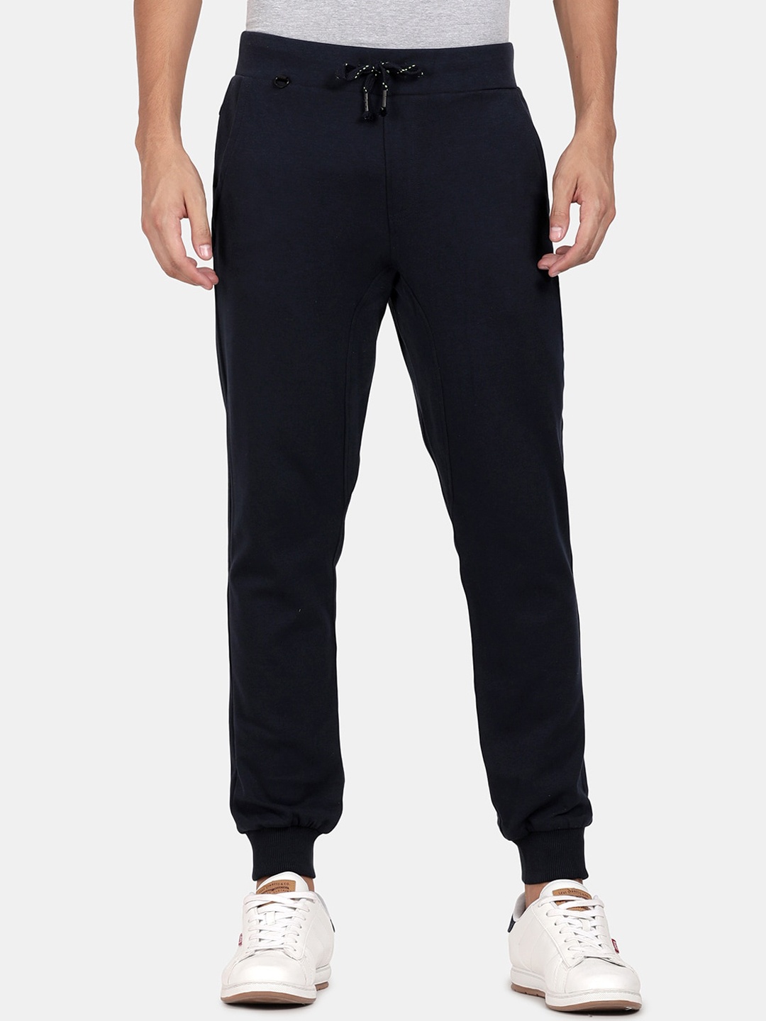 

t-base Men Navy Blue Solid Cotton Polyester Interlock The Nomad Track Pant With Rib