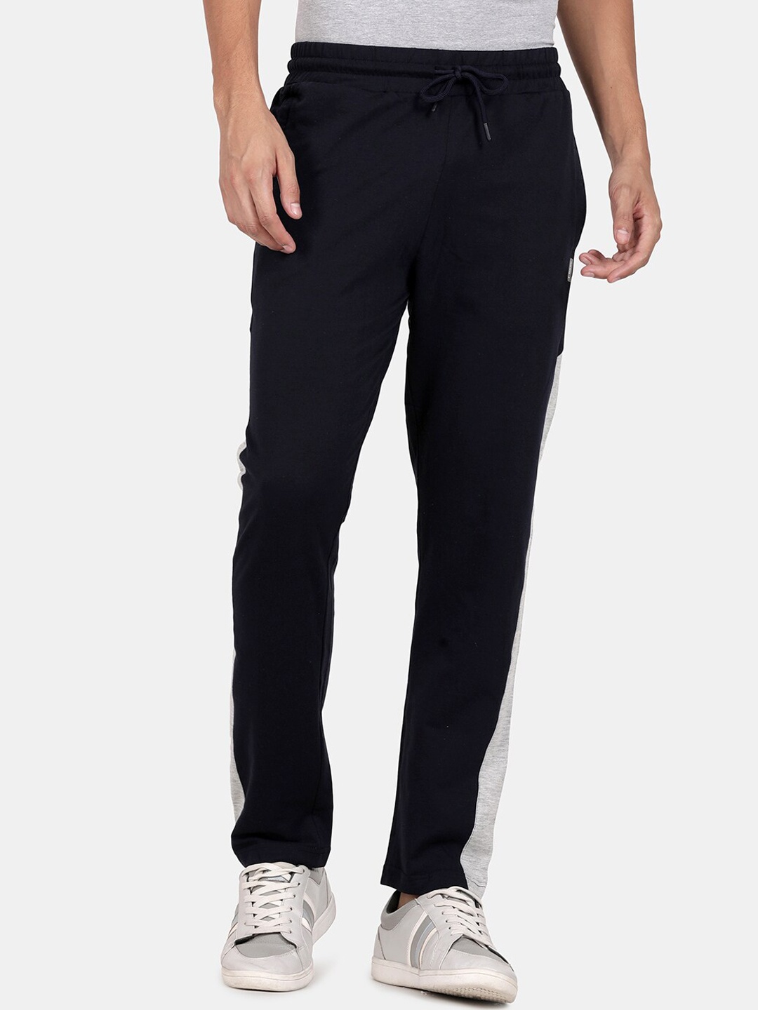 

t-base Men Navy Blue Colourblocked Track Pants