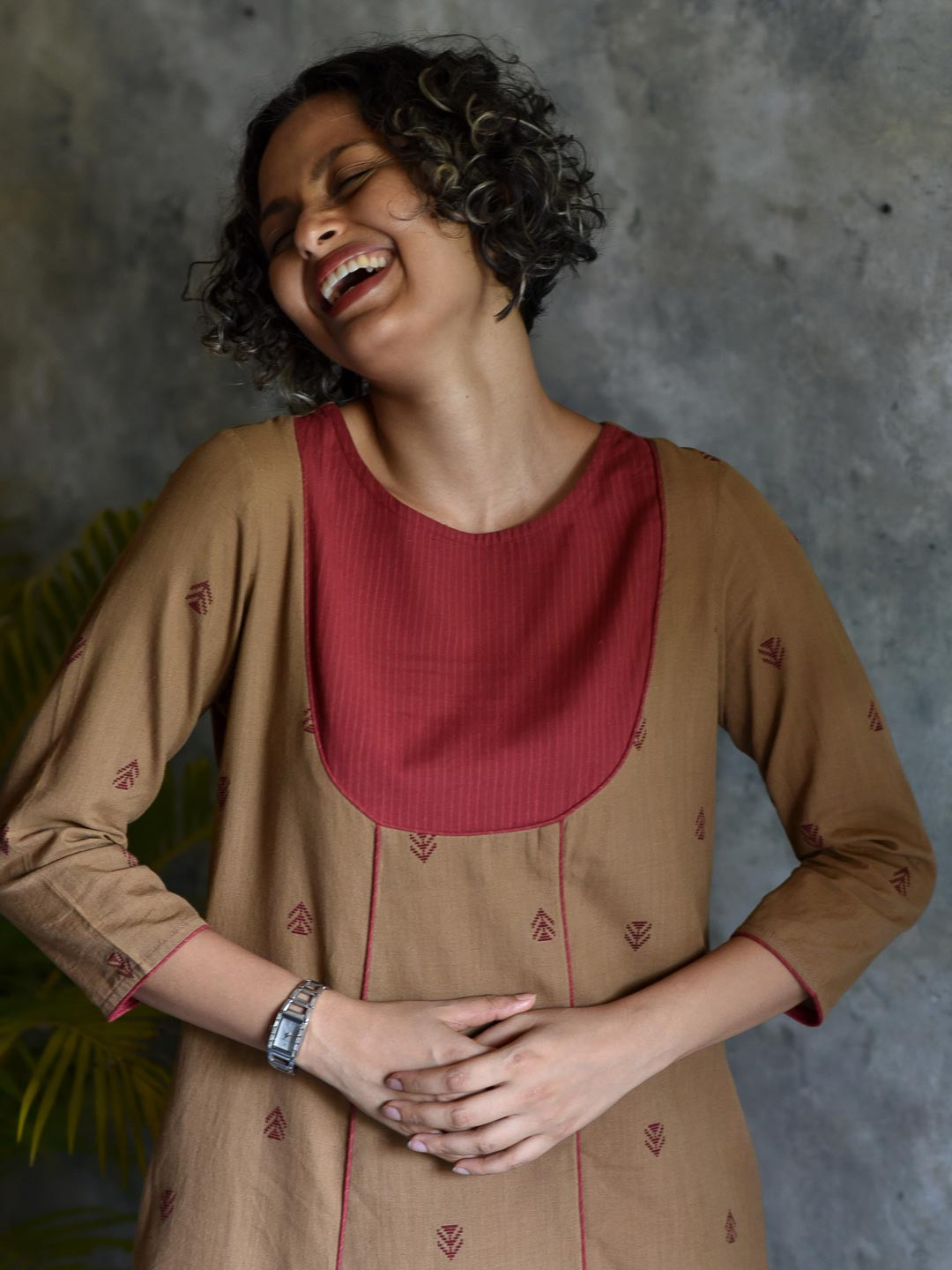 

Suta Women Brown Ethnic Motifs Printed Pure Cotton Kurta with Trousers