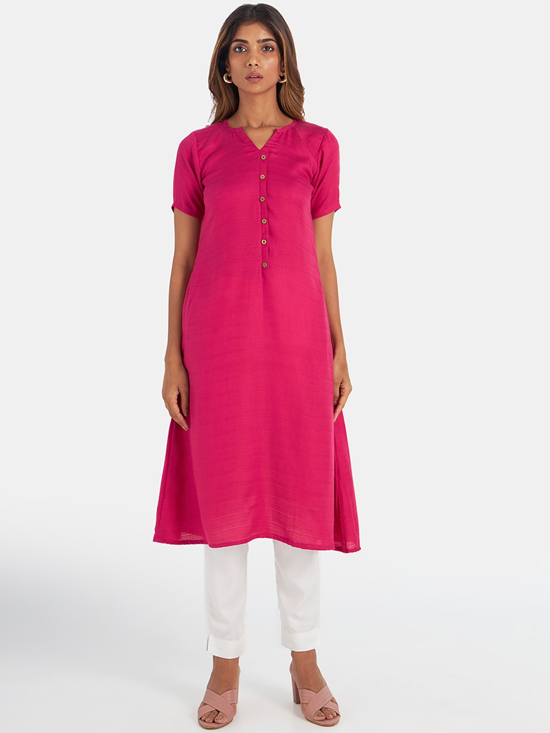 

Suta Women Pink Panelled Kurta with Trousers