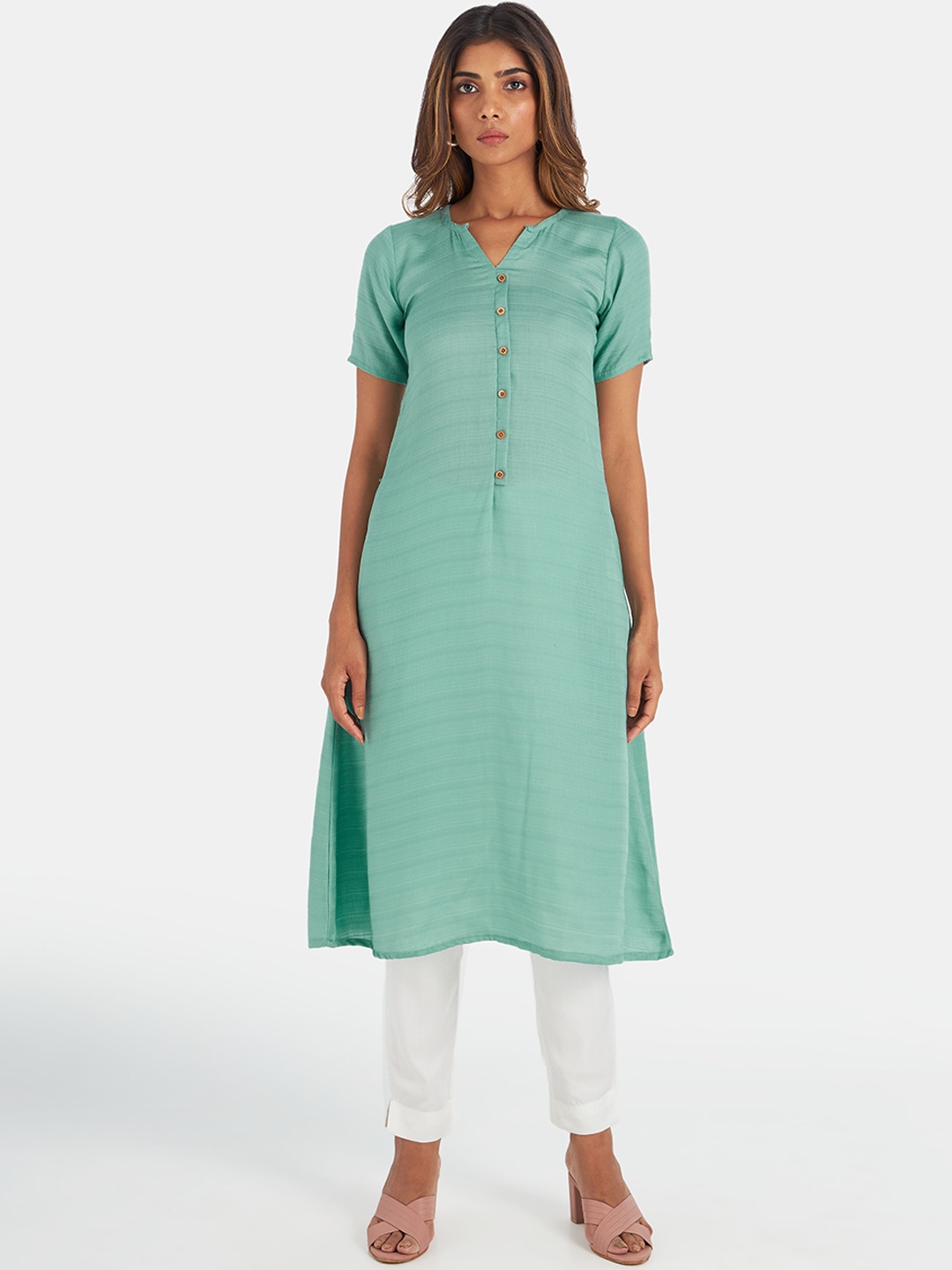 

Suta Women Turquoise Blue Kurta with Trousers