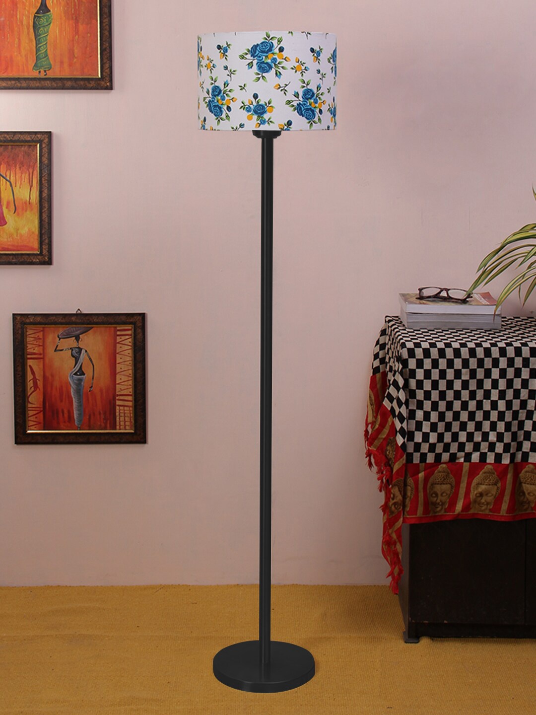 

Devansh Multicoloured Printed Designer Iron Floor Lamp, Multi