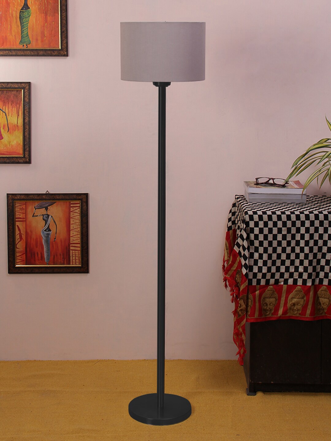 

Devansh Grey Solid Cylinder Iron Floor Lamp With Cotton Shade