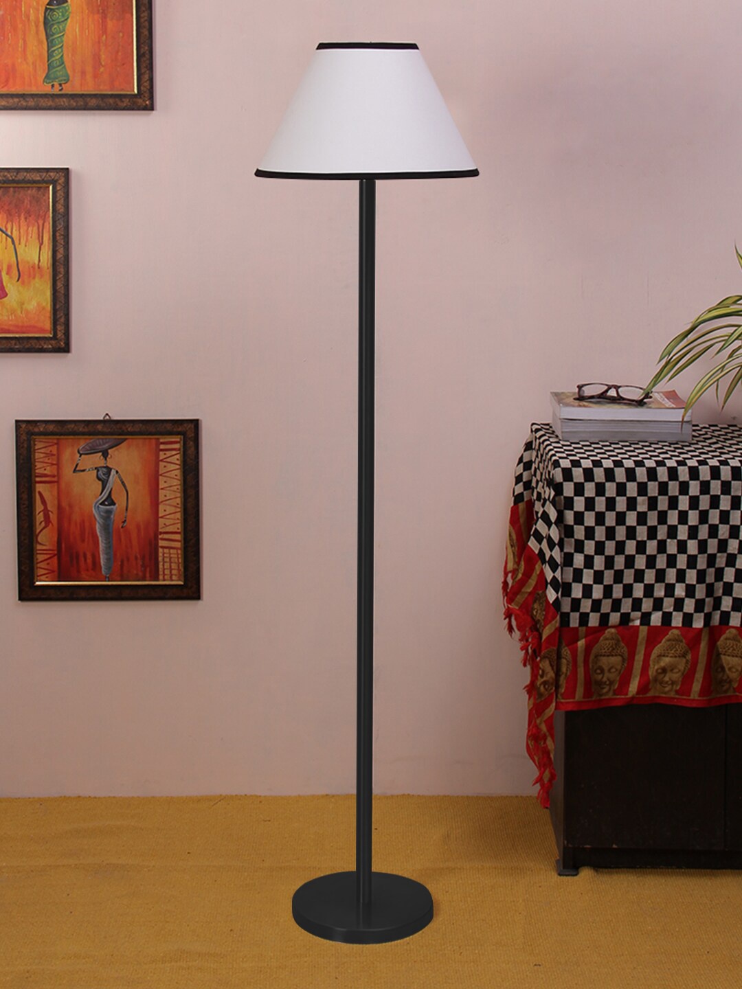 

Devansh White Cotton Conical Iron Floor Lamp