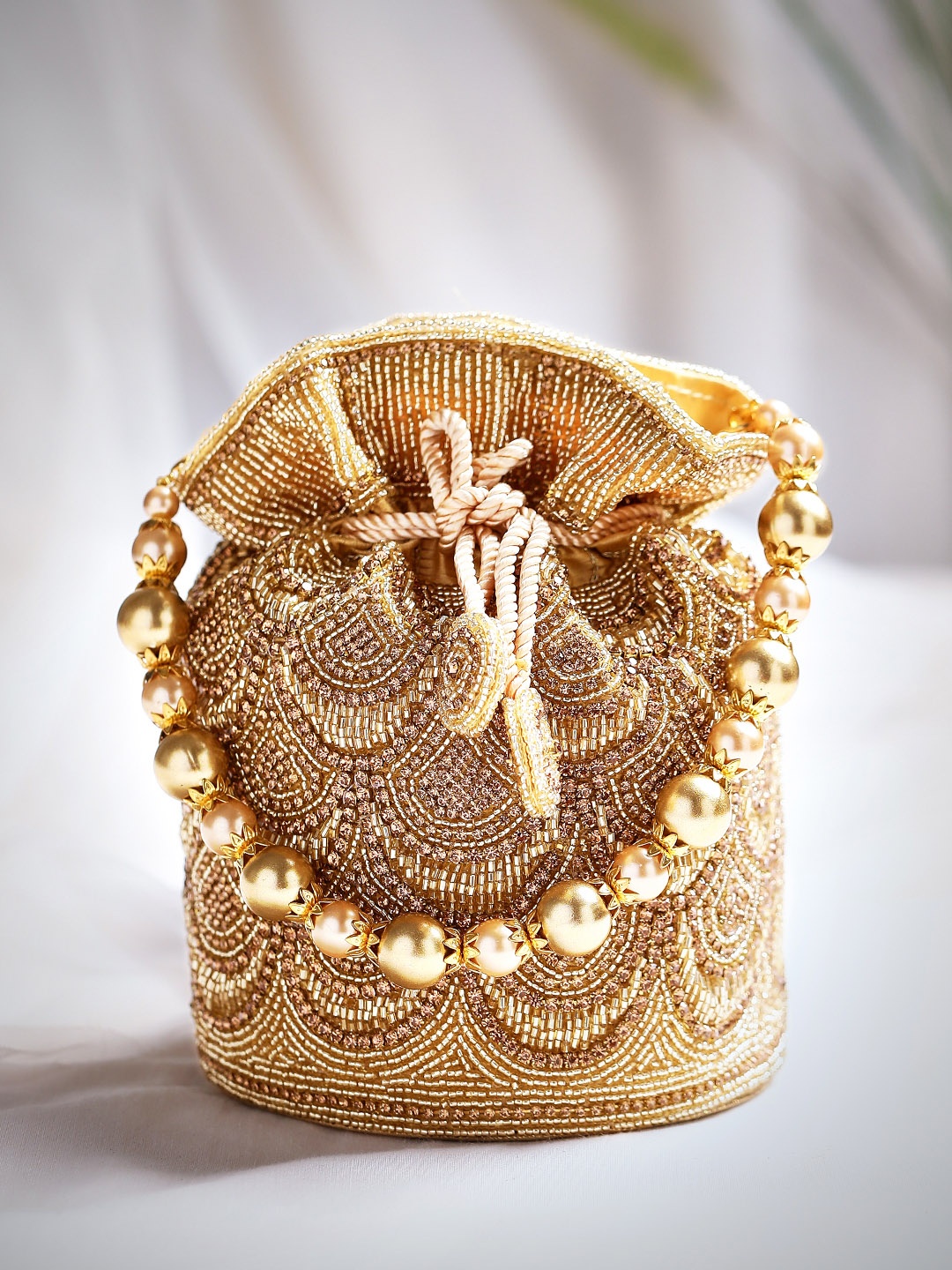 

Rubans Gold-Toned Embroidered Potli Clutch