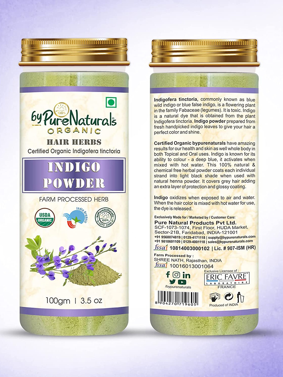 

byPureNaturals Organic Natural Herbal Indigo Powder - 100 g, Green