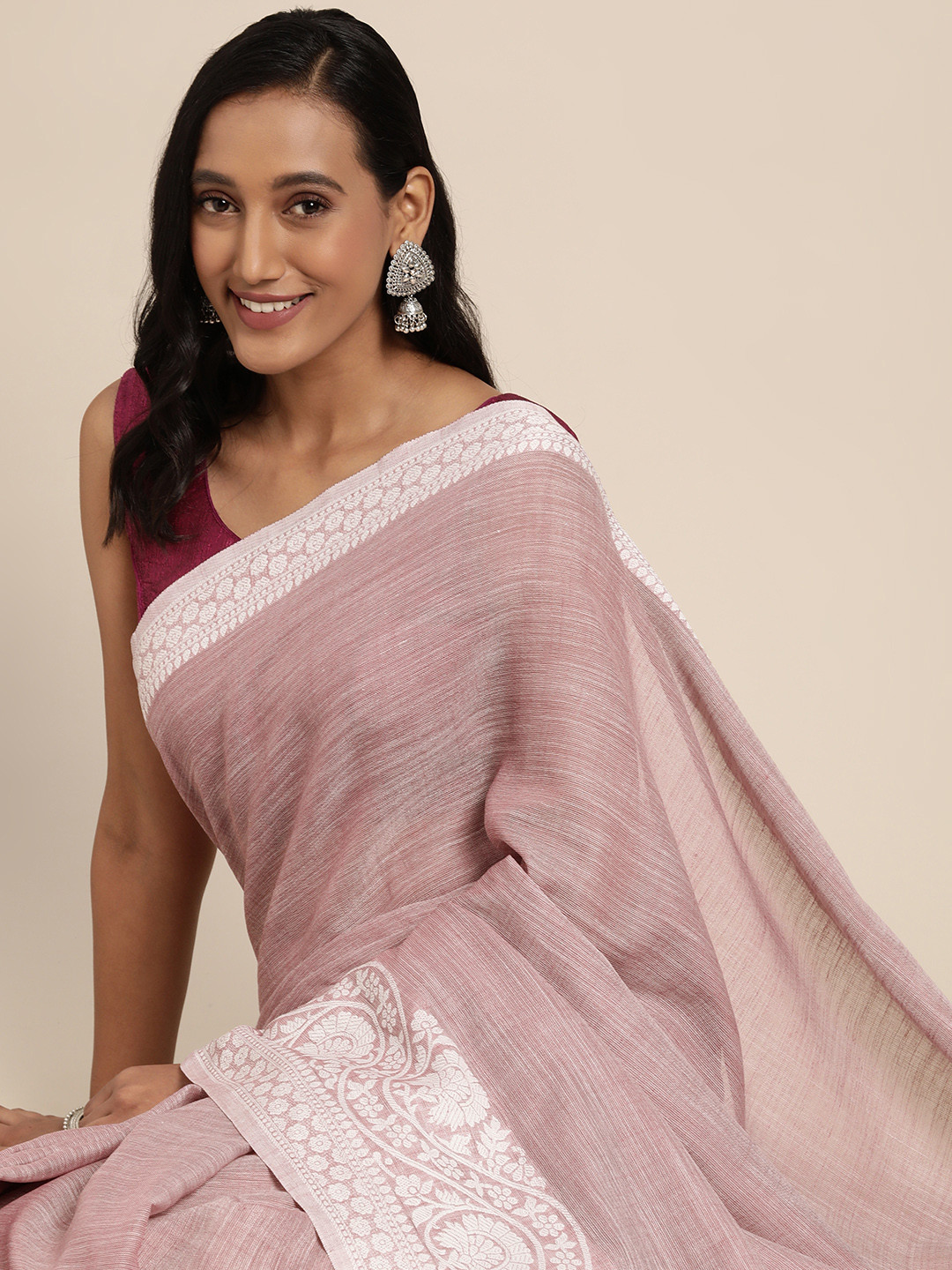 

SANGAM PRINTS Mauve Solid Saree
