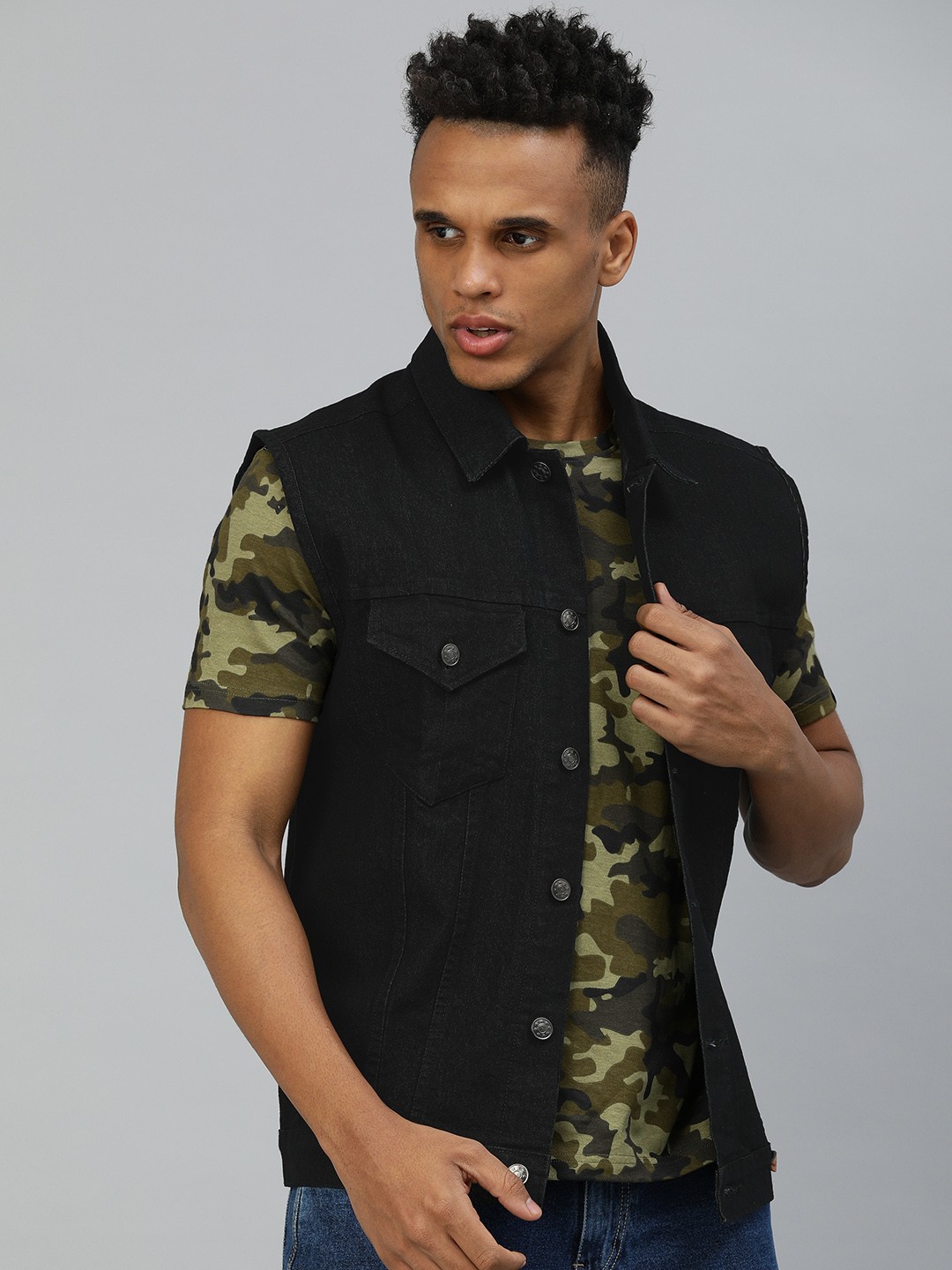 

Urbano Fashion Men Washed Regular Fit Denim Jacket, Black