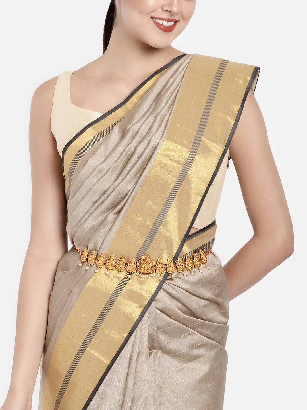 

Kord Store Gold Plated Ruby And Pearl Kamarbandh