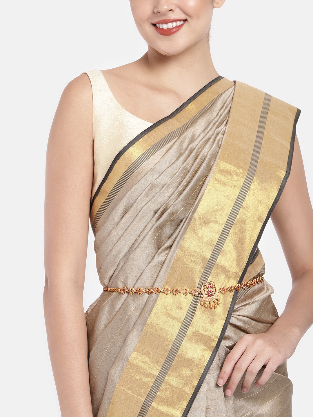 

Kord Store Gold Plated Ruby And White Stone Kamarbandh
