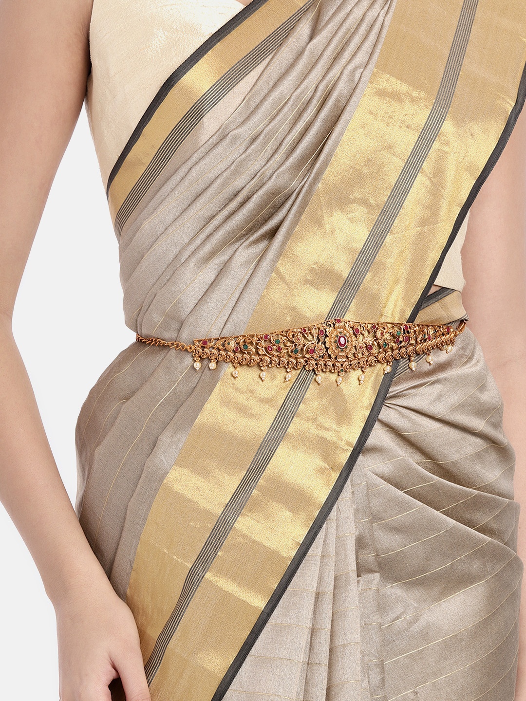 

Kord Store South Indian Gold Plated Ruby And Pearl Kamarbandh