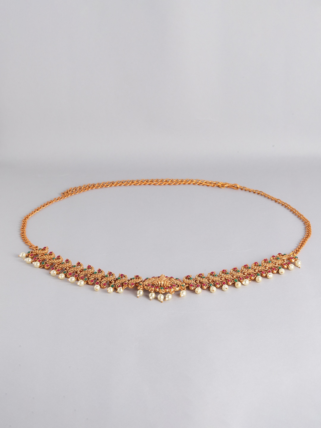 

Kord Store Traditional Gold Plated Ruby And Pearl Kamarbandh