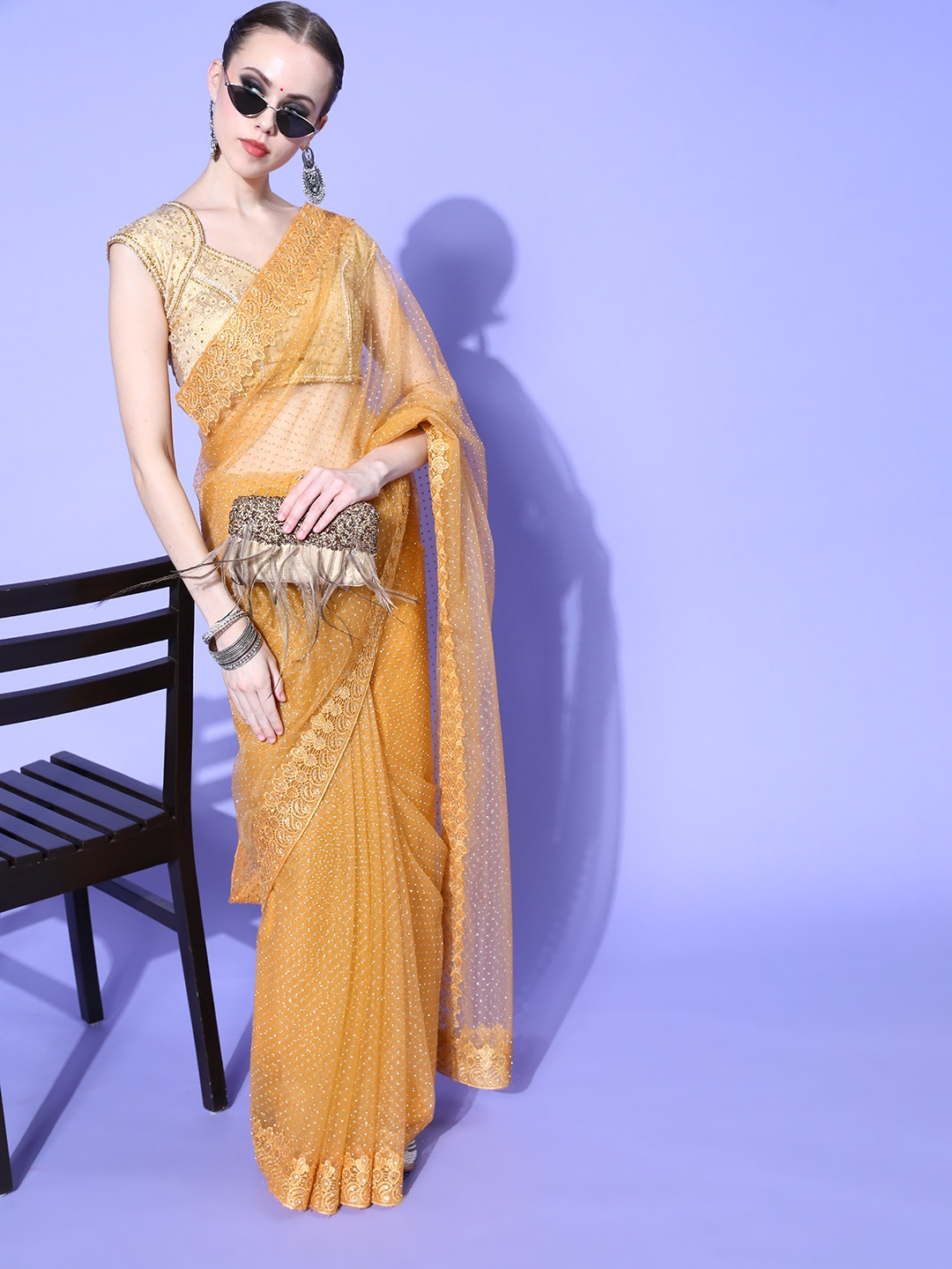 

Chhabra 555 Embellished Saree with Embellished Border, Mustard
