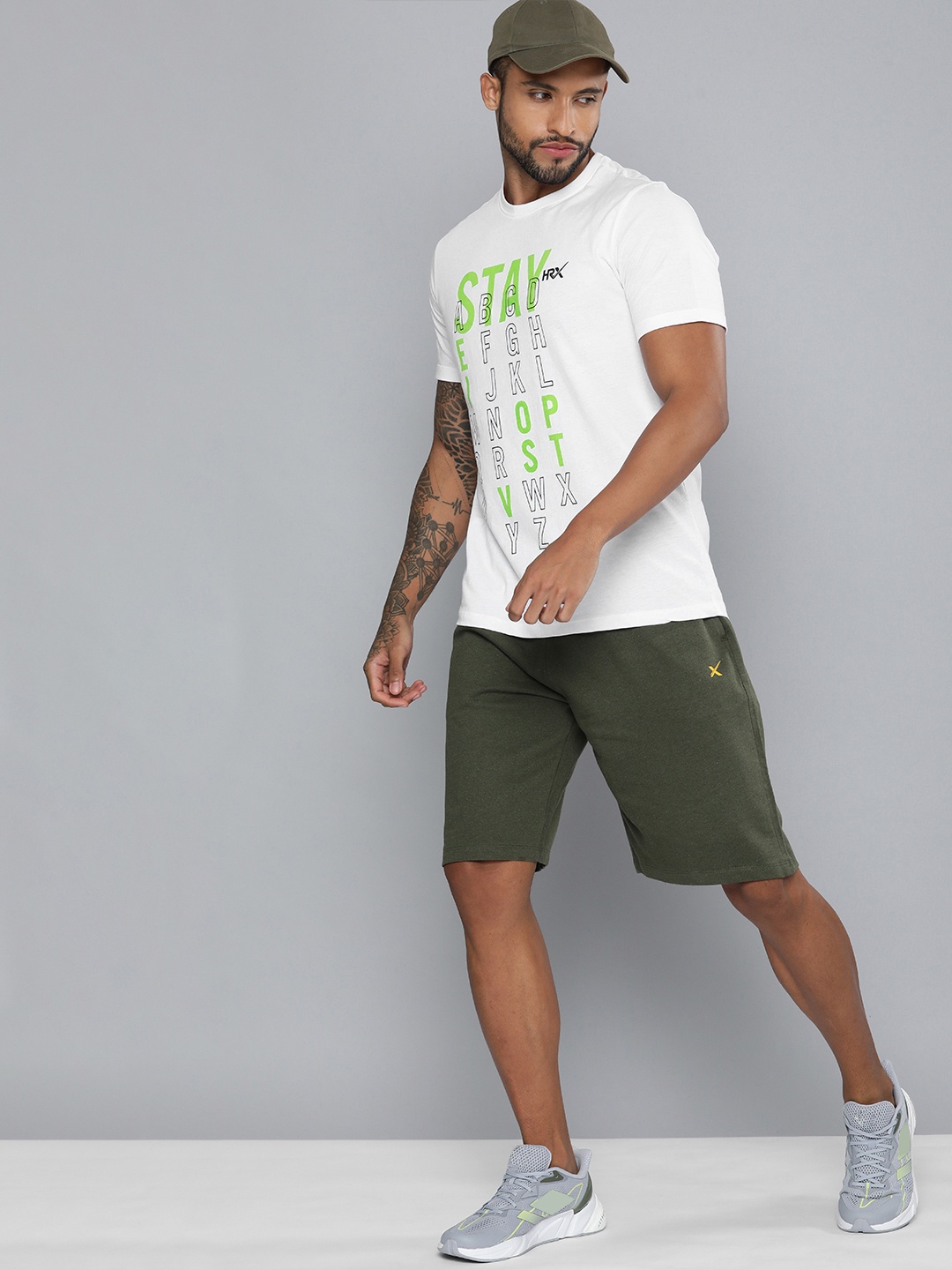 

HRX by Hrithik Roshan Men White & Green Typography Printed Pure Cotton T-shirt