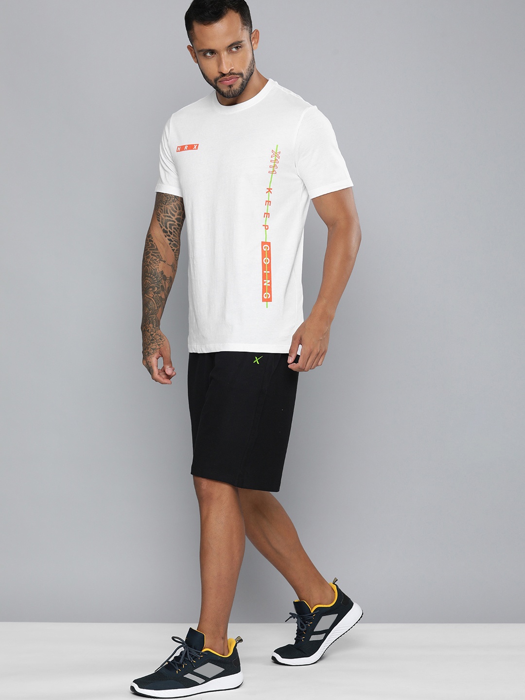 

HRX by Hrithik Roshan Men White Typography Print Detail Pure Cotton T-shirt