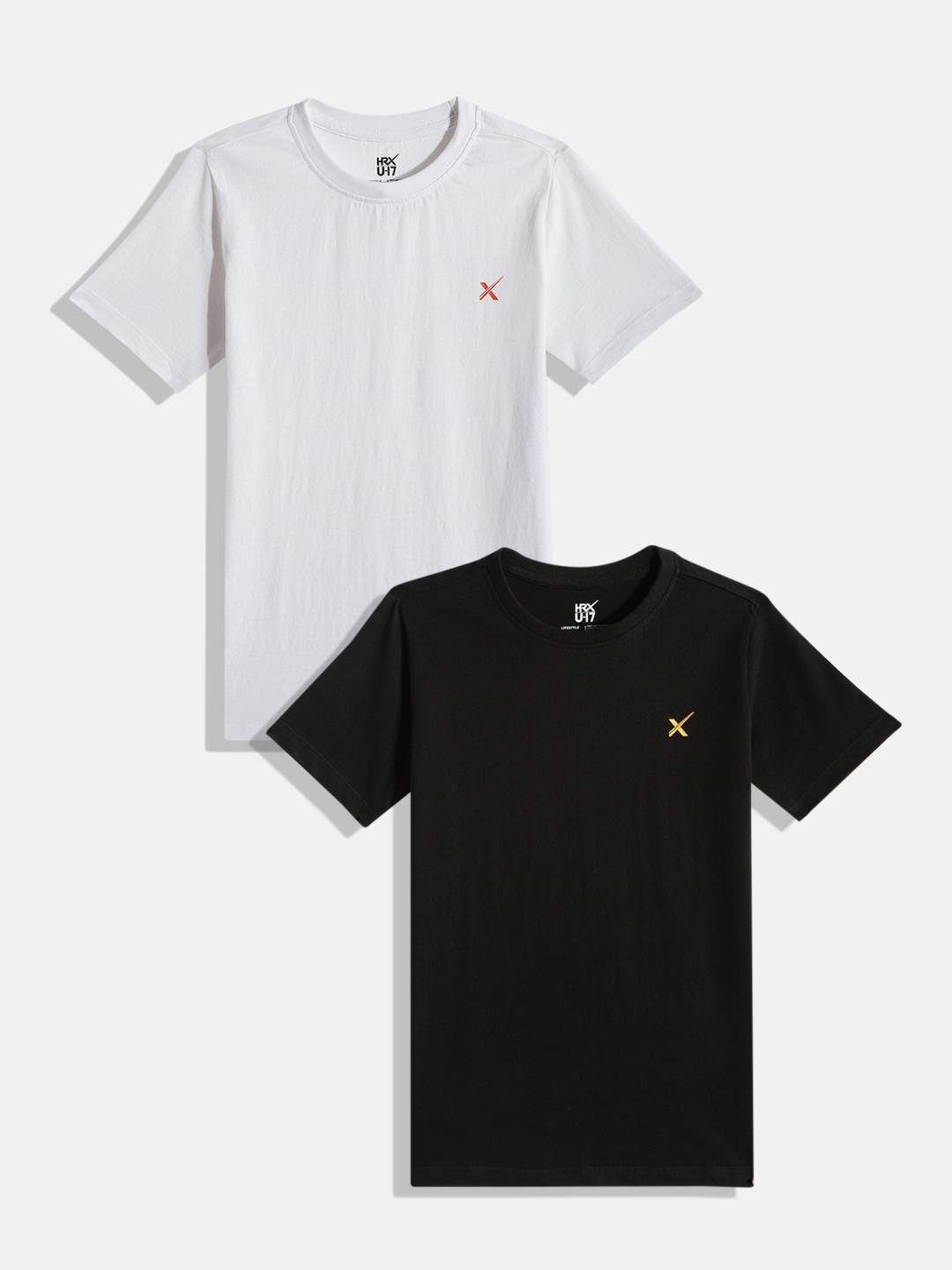 

HRX by Hrithik Roshan Boys Pack of 2 Pure Cotton T-shirts, Black