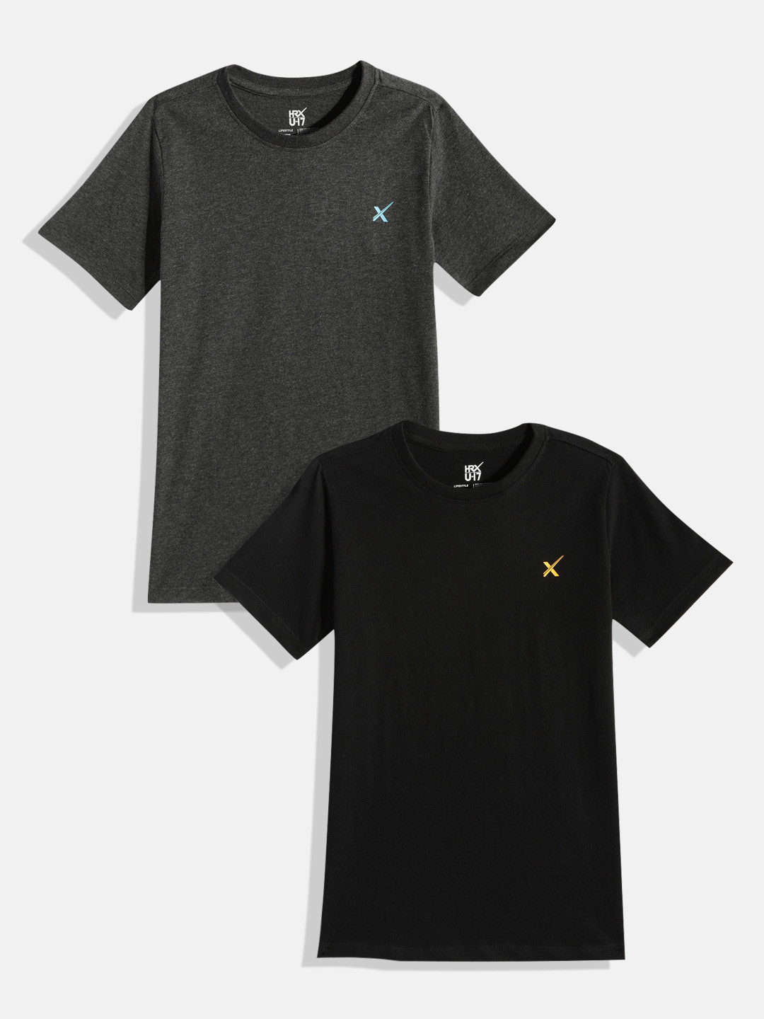 

HRX by Hrithik Roshan Boys Pack of 2 T-shirts, Charcoal