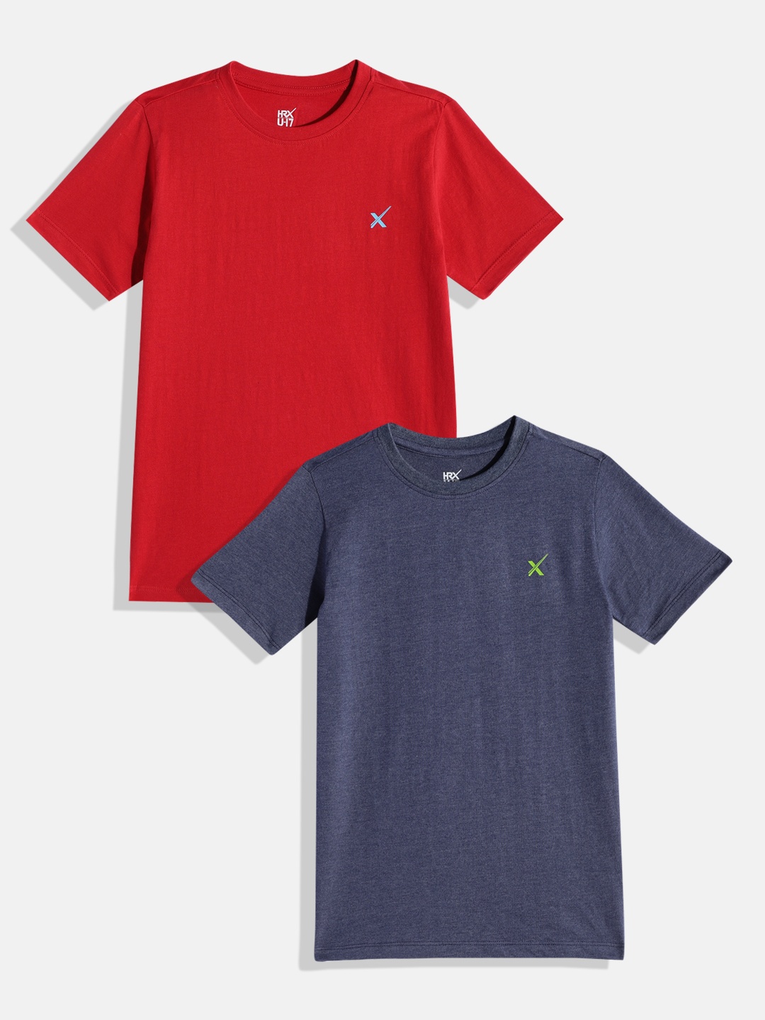 

HRX by Hrithik Roshan Boys Pack of 2 Solid T-shirts, Red