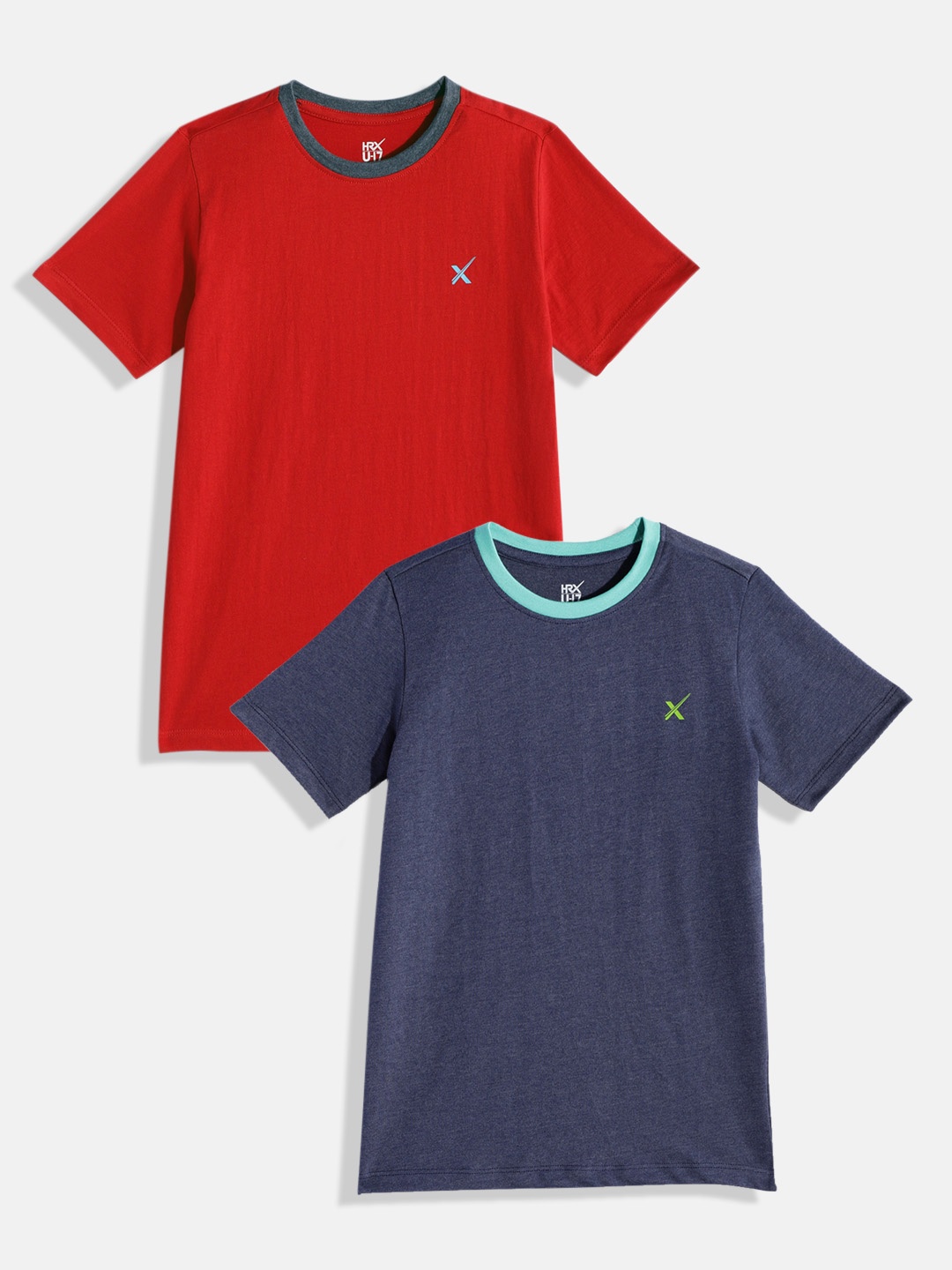 

HRX by Hrithik Roshan Boys Pack of 2 Pure Cotton Solid T-shirts, Red