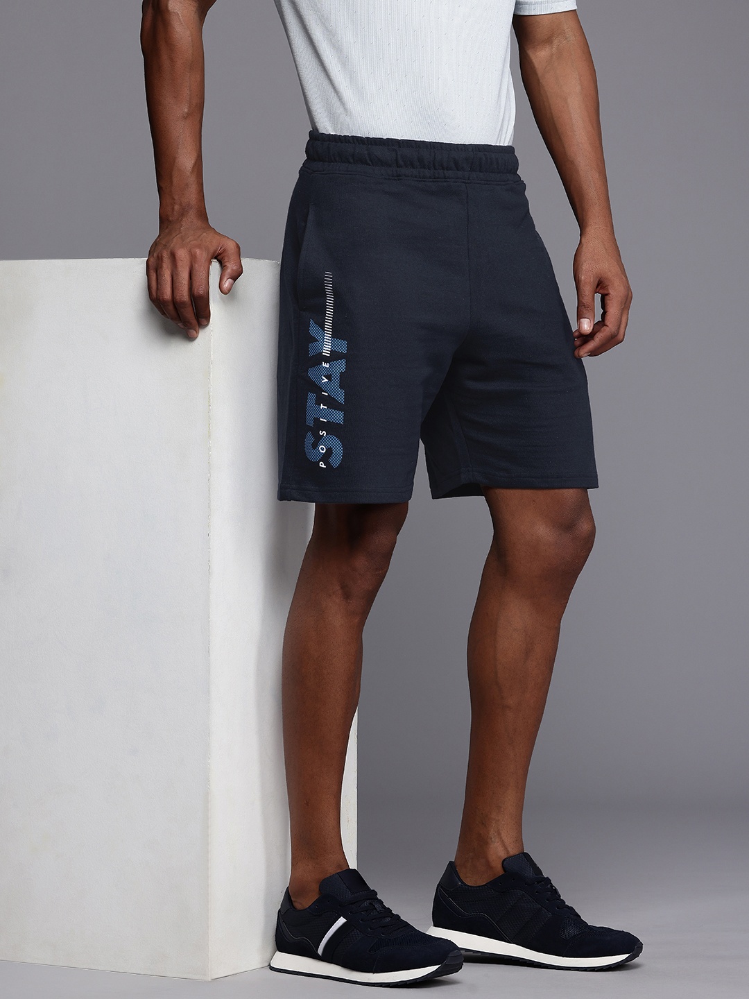 HRX by Hrithik Roshan Men Navy Blue Typography Printed Shorts