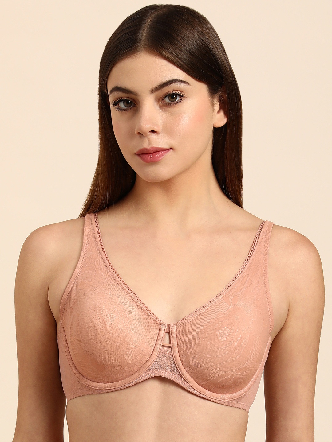 

Triumph Women Dusty Pink Underwired 3D Flexi Wired Minimizer Bra 151I437, Rose