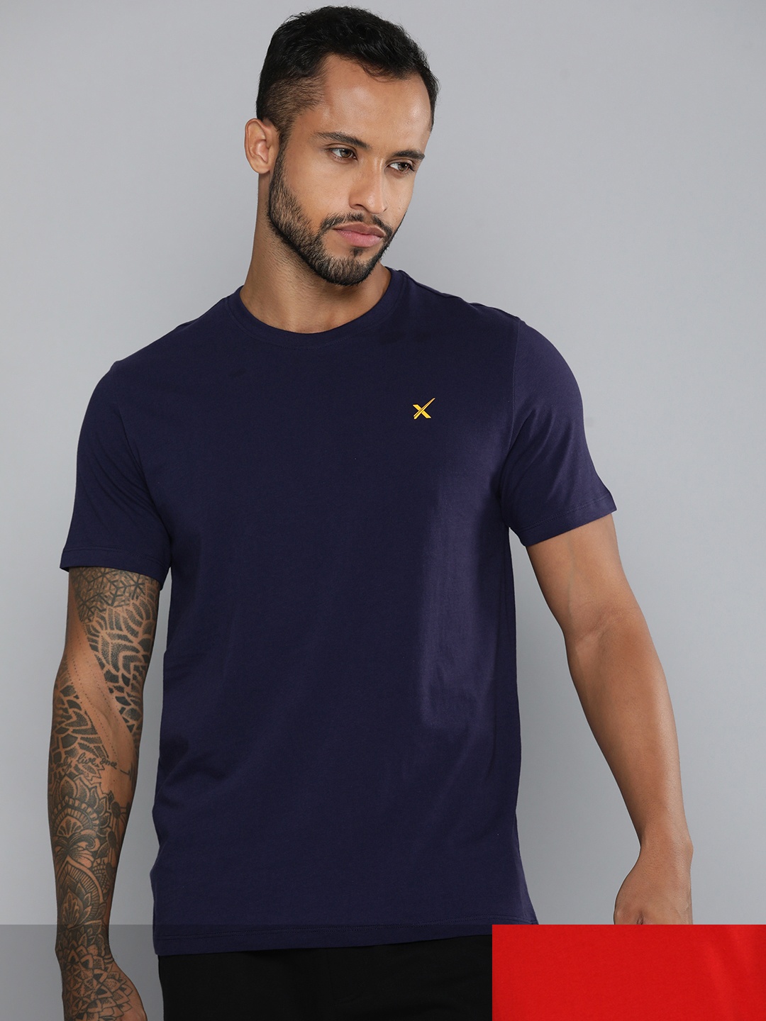 

HRX by Hrithik Roshan Men Pack of 2 Cotton T-shirts, Navy blue