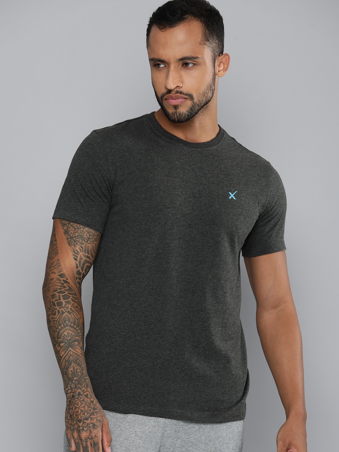 

HRX by Hrithik Roshan Men Pack of 2 T-shirts, Charcoal