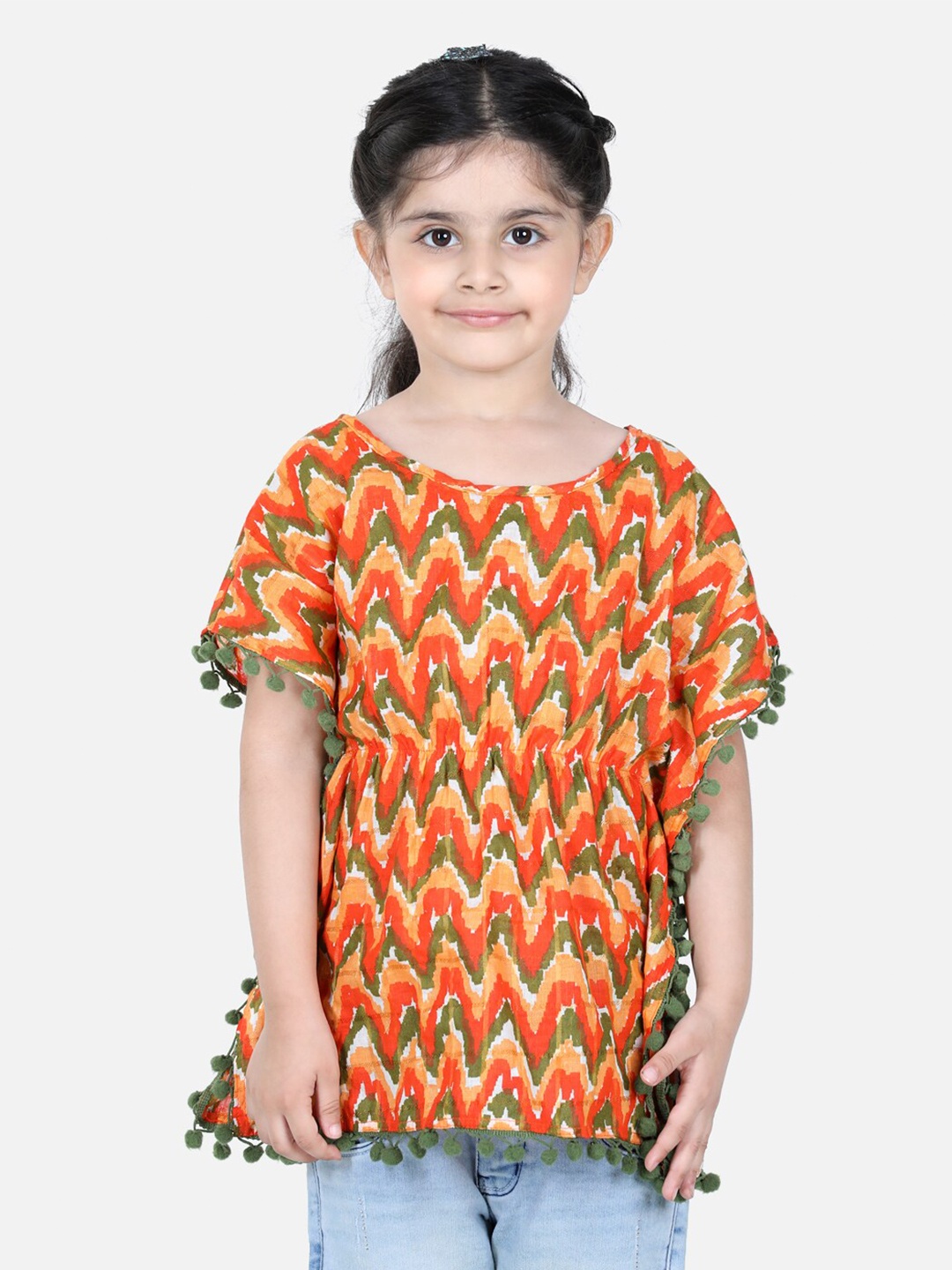 

BownBee Orange Print Peplum Top