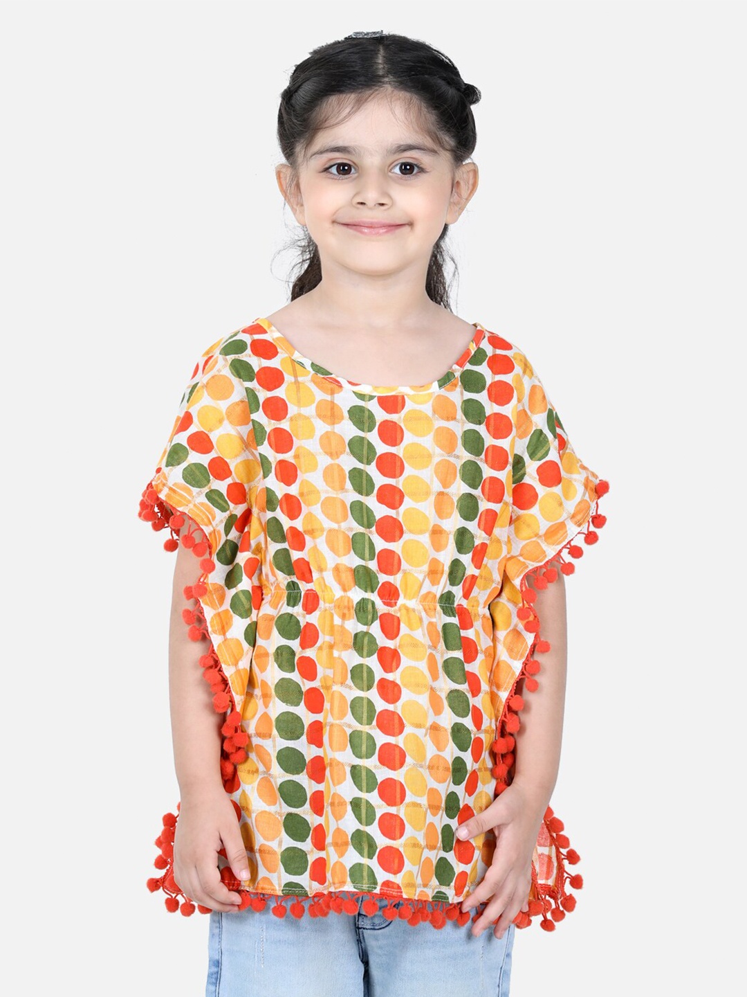 

BownBee Yellow Geometric Print Kaftan Top