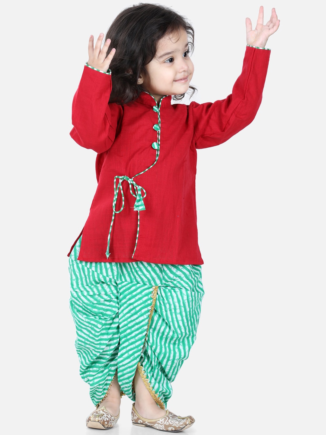 

BownBee Boys Red Pure Cotton Kurti with Dhoti Pants